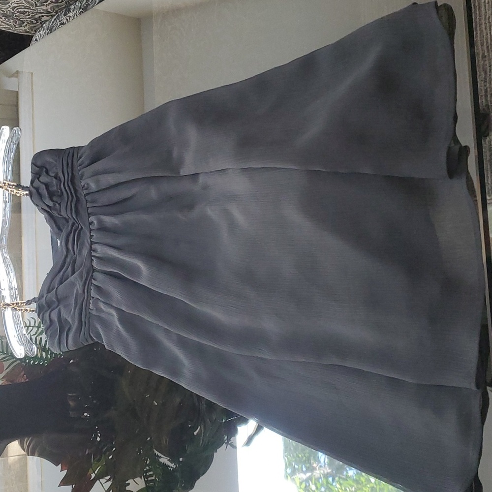 ESPRIT black 4 reg 100% polyester flowing dress w/gold chain straps